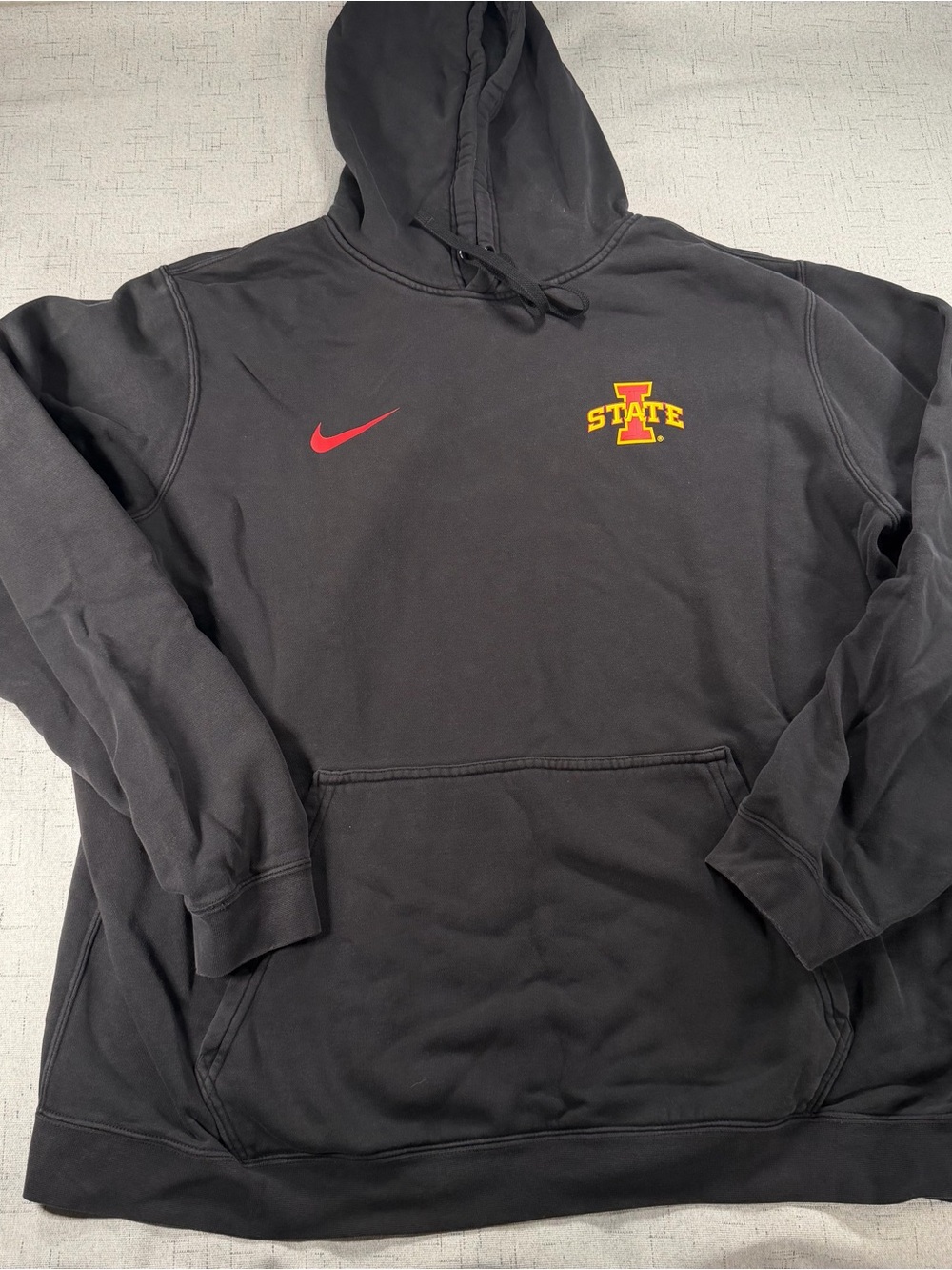 Nike Black Crewneck Hoodie with Red Swoosh and Gold/Red Iowa State Logo